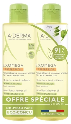 A Derma A-DERMA Exomega Control Emollient Cleansing Oil Anti-Scratching 2 X 500ml
