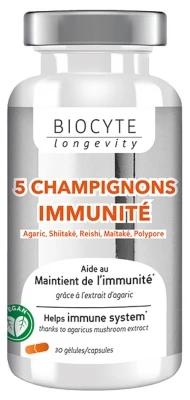 Biocyte Longevity 5 Immunity Mushrooms 30 Capsules