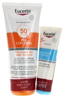 Eucerin Sun Protection Oil Control Gel-Cream SPF50+ 200ml + Sensitive Relief After-Sun Cream-Gel 50ml Free