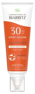 Laboratoires De Biarritz Organic Alga Maris Sunscreen Spray Face And Body SPF30 100ml