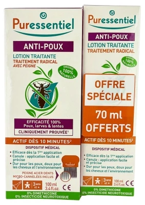 Puressentiel Anti-Lice Treatment Lotion Batch Of 2 X 100ml Including 70 Ml Free + Comb 1 Puressentiel Anti-Lice Treatment Lotion Batch Of 2 X 100ml Including 70 Ml Free + Comb
