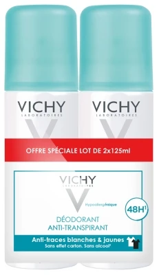 Vichy Anti-Perspirant Deodorant 48H No Marks 2 X 125ml